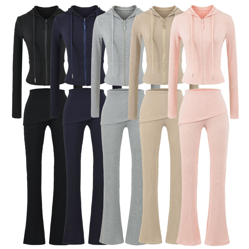 Casual Slim Fit Hooded Long Sleeve Three-Piece Set