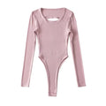 Long Sleeve Backless Bodysuits Knits Stretchable Slim 5 Colors