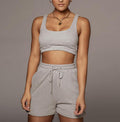 Crop Top And Drawstring Shorts Matching Set