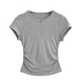 Round neck zipper T-shirt