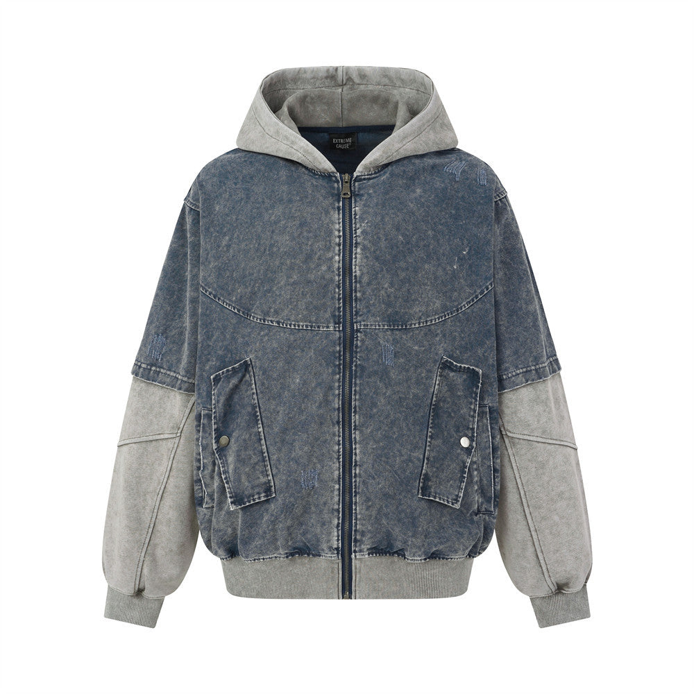Wash and make two old fake hooded jackets and jackets