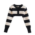 Black White Striped Knitted Sweater