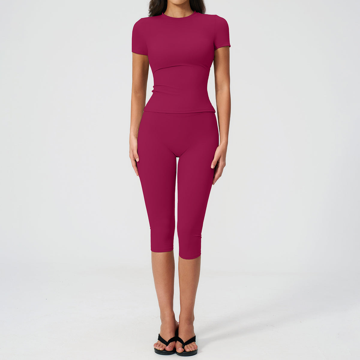 Yoga high waist fitness versatile seven inch mid length pants