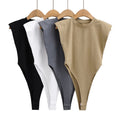 One-Pieces Bodycon Bodysuit Padded Shoulder Sleeveless Body Suits