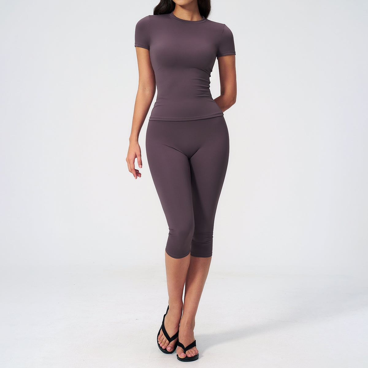 Yoga high waist fitness versatile seven inch mid length pants