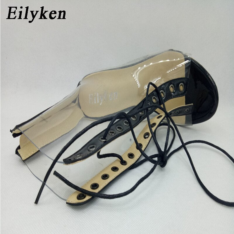 Transparent Gladiator Sandals Peep Toe Chunky heels
