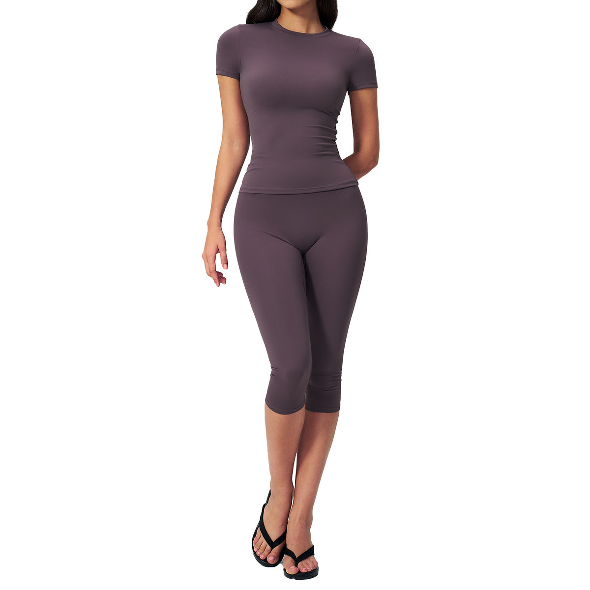 Yoga high waist fitness versatile seven inch mid length pants