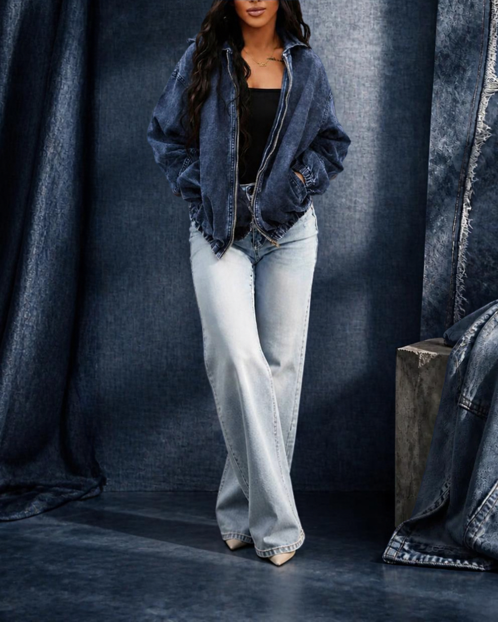 Womens Vintage Washed Denim Jacket