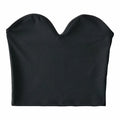 Strapless Top Off Shoulder Elastic Solid Color Cropped Top