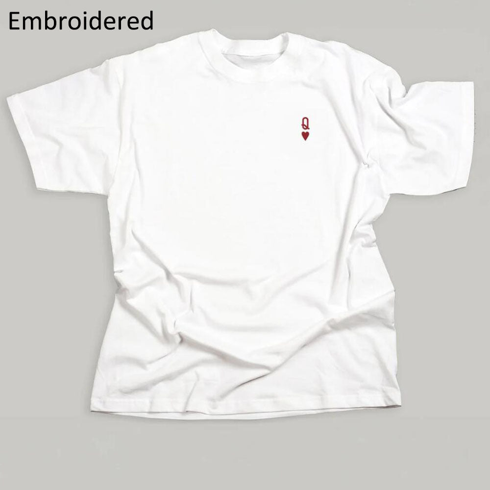 Queen of Hearts Letter Embroidered T Shirts