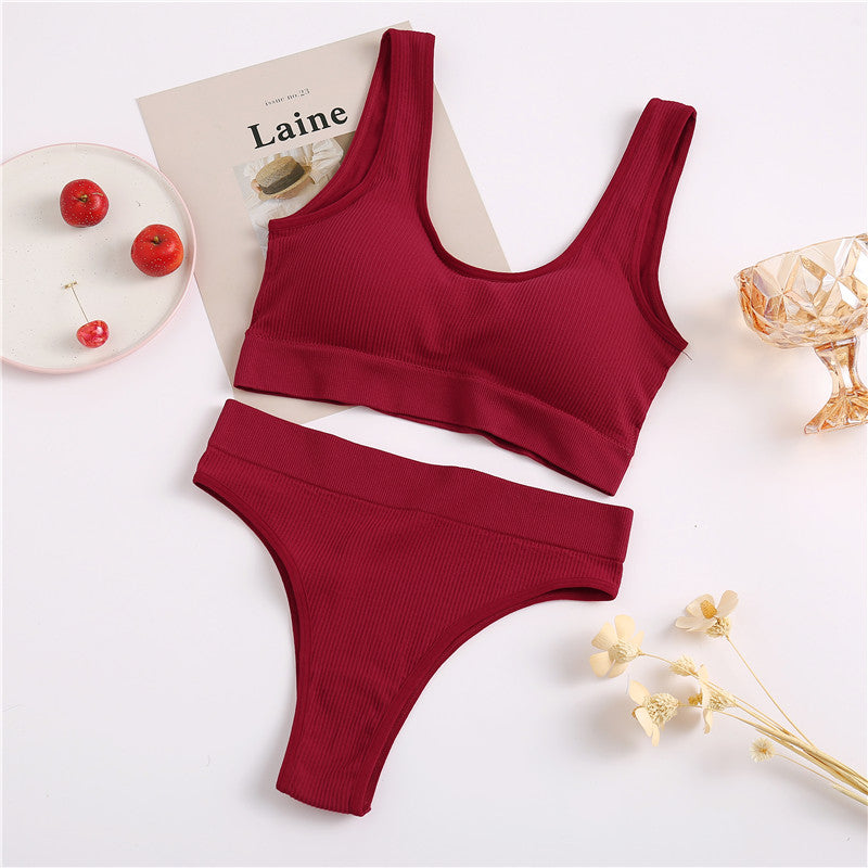 Seamless Underwear Set Wireless Padded Bras