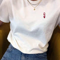 Queen of Hearts Letter Embroidered T Shirts