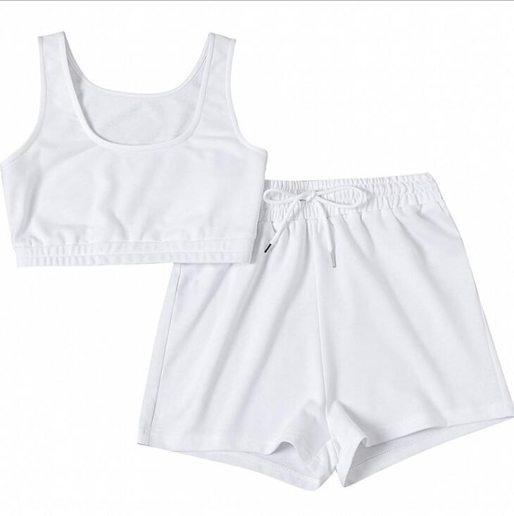 Crop Top And Drawstring Shorts Matching Set
