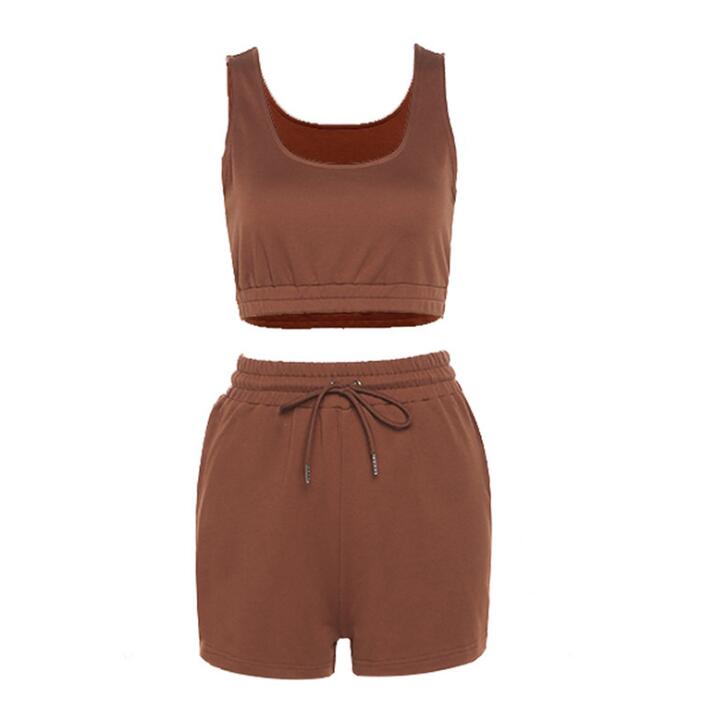 Crop Top And Drawstring Shorts Matching Set