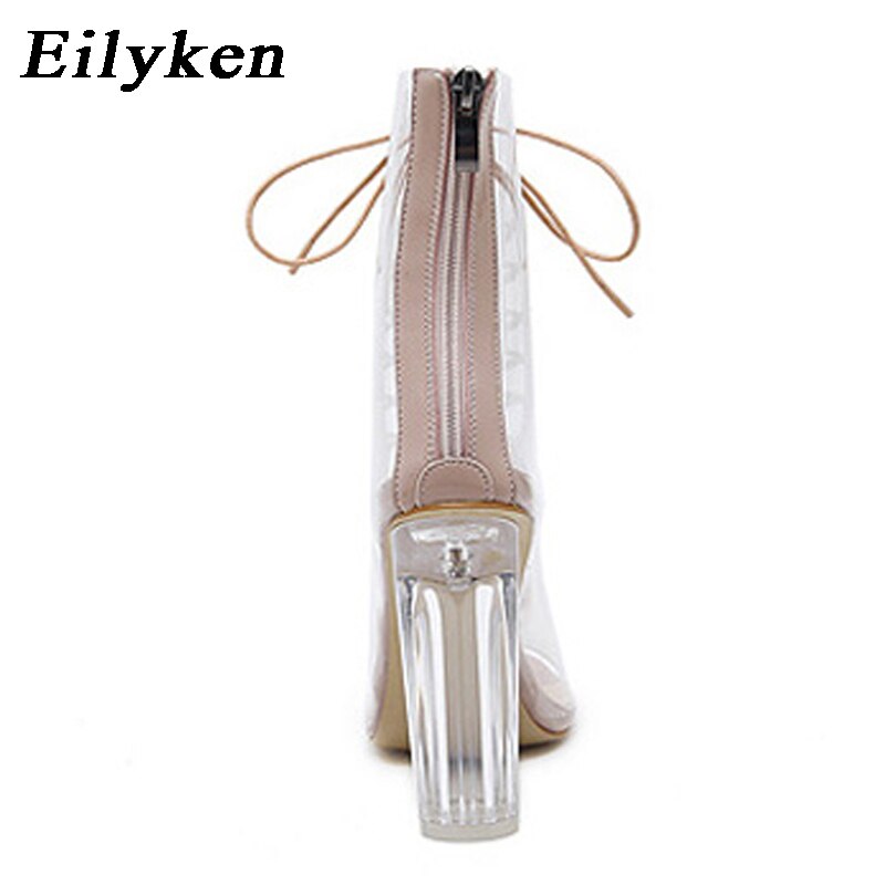 Transparent Gladiator Sandals Peep Toe Chunky heels