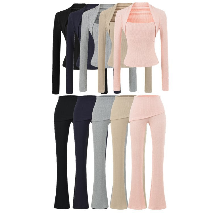 Casual Slim Fit Hooded Long Sleeve Three-Piece Set