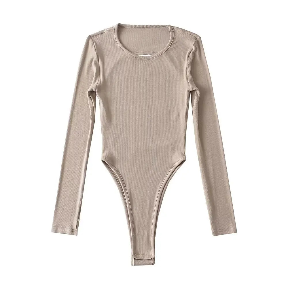 Long Sleeve Backless Bodysuits Knits Stretchable Slim 5 Colors