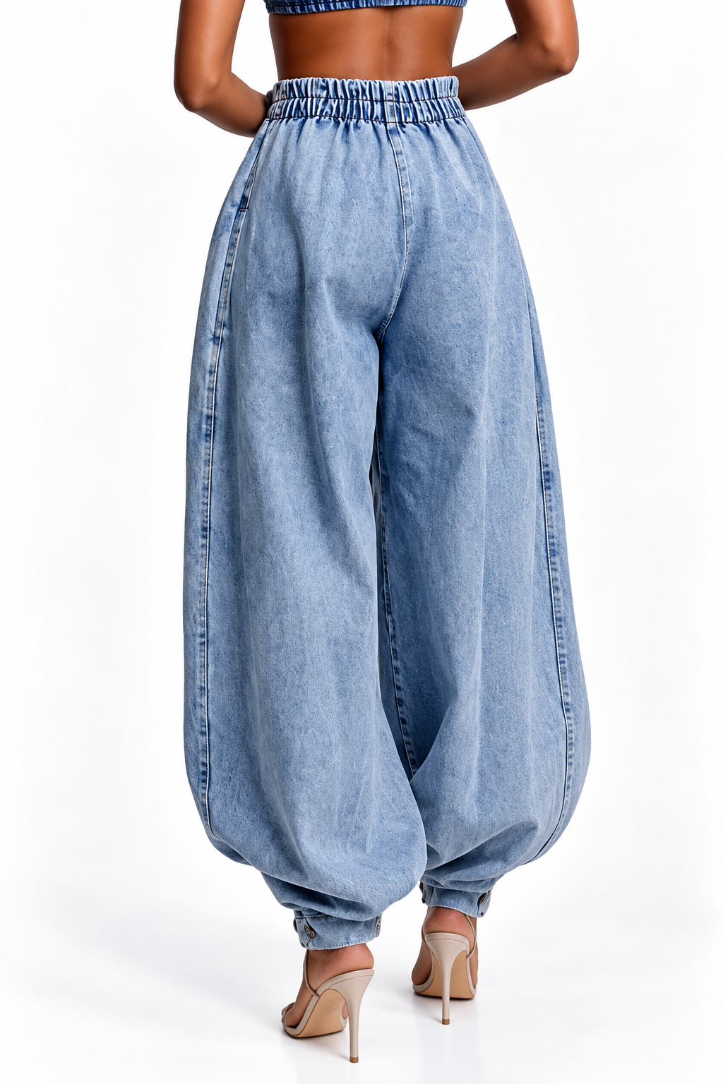 High waisted zipper leg tied jeans