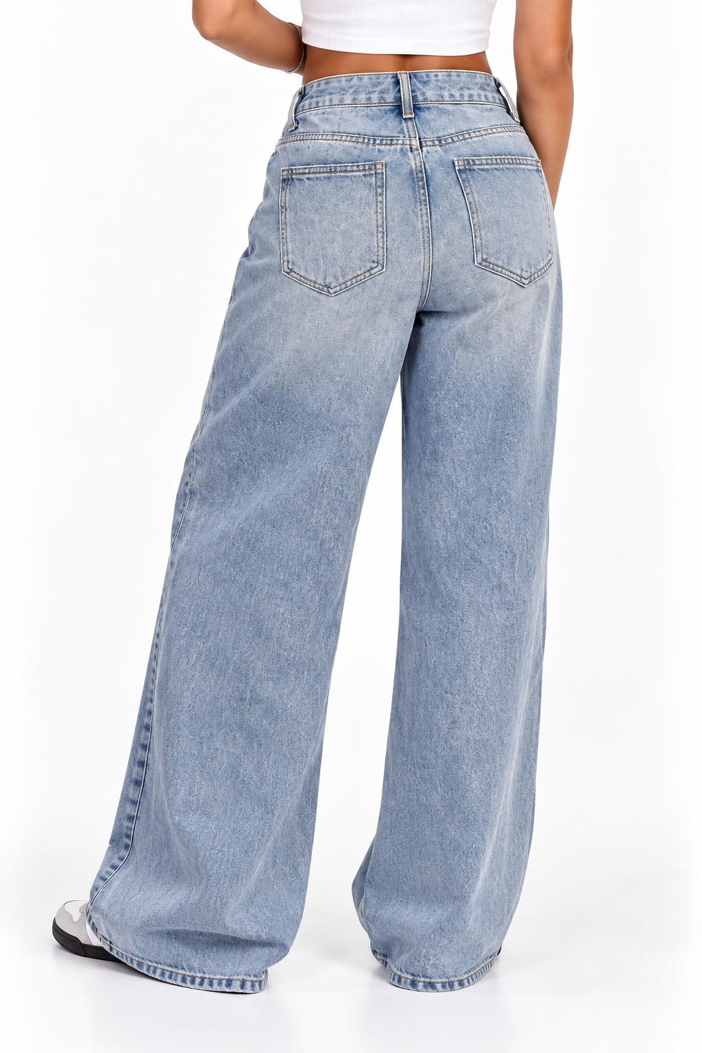 Retro Washed Distressed Asymmetrical Jeans