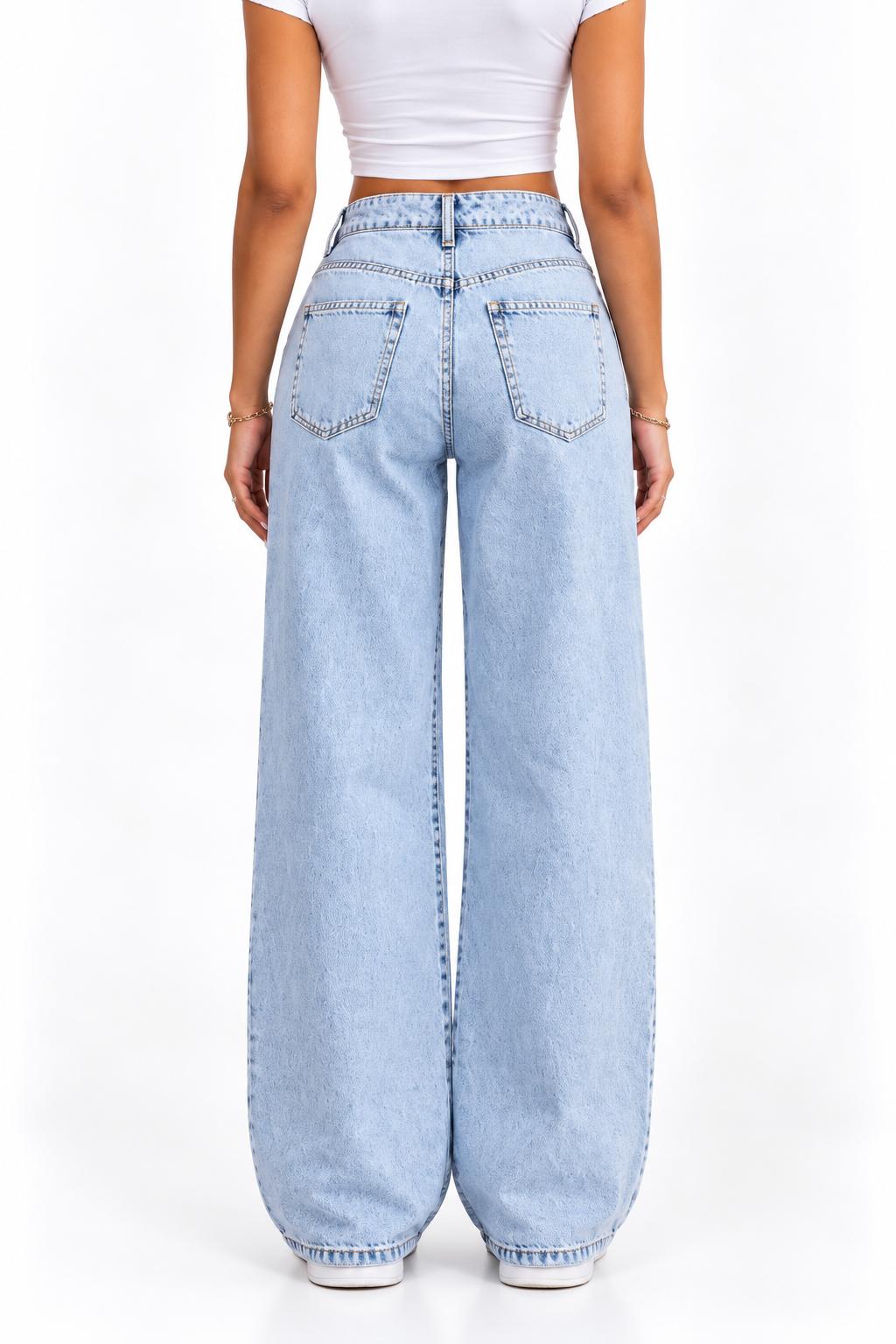 Light Acid Wash Low Waist Wide Leg Jeans
