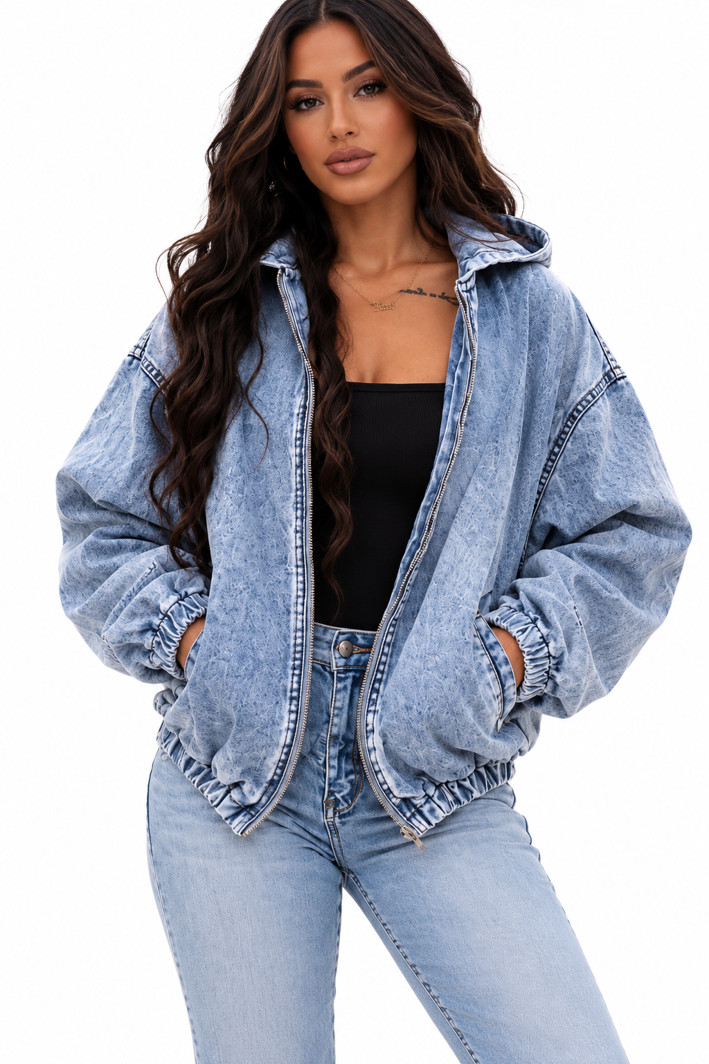 Womens Vintage Washed Denim Jacket