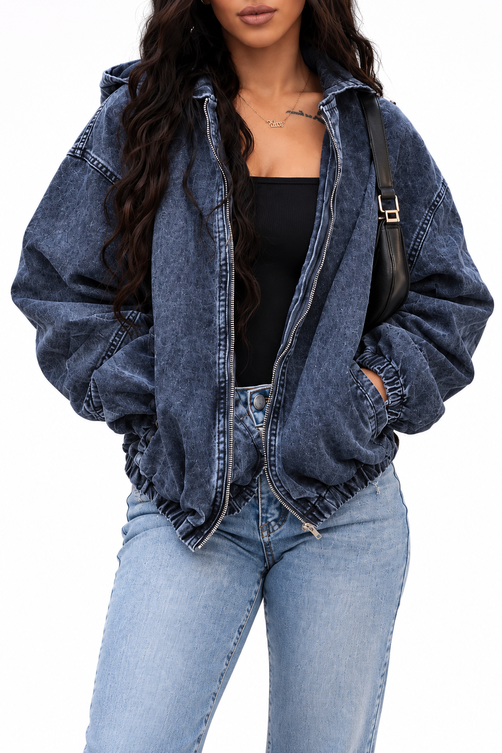 Womens Vintage Washed Denim Jacket