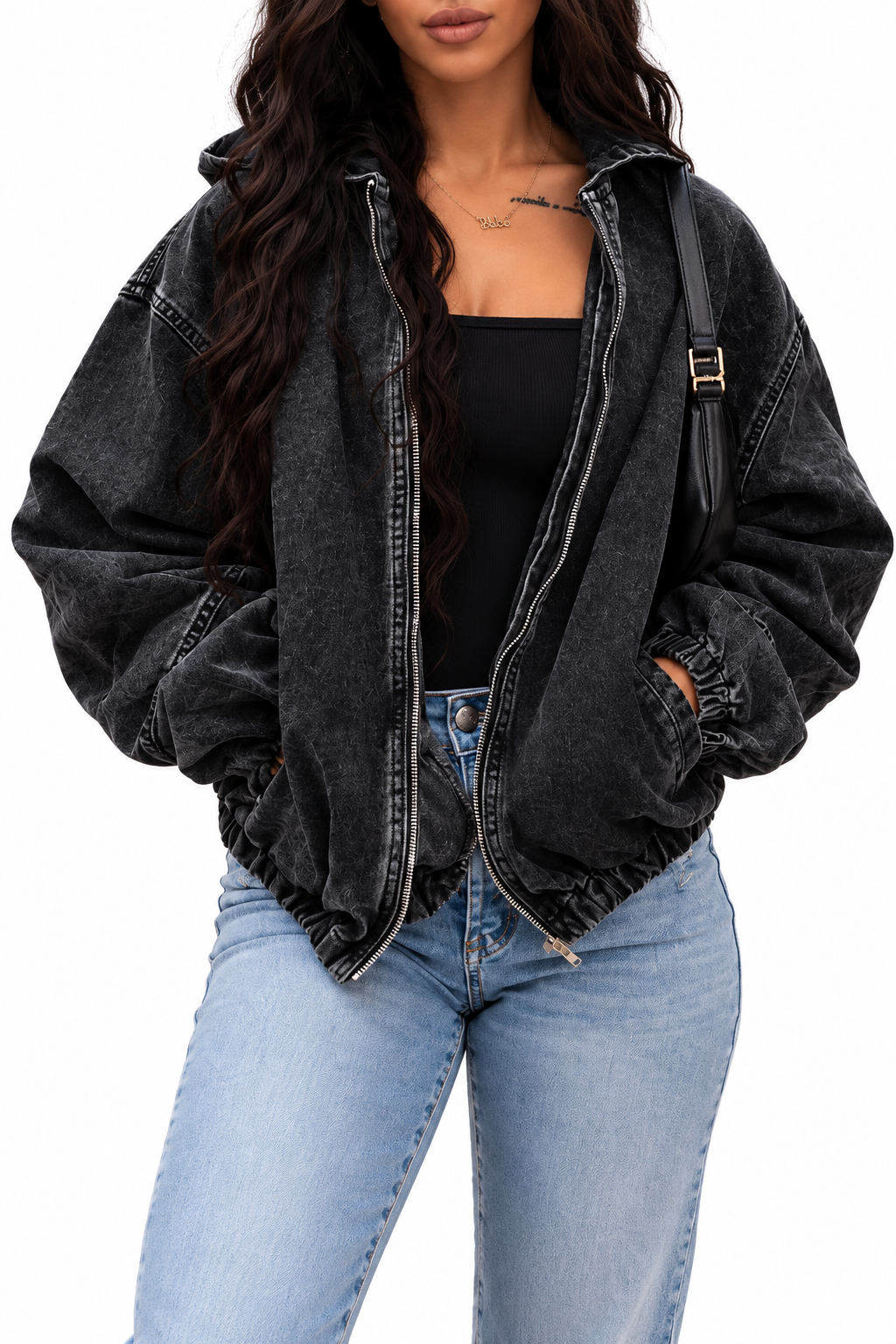 Womens Vintage Washed Denim Jacket