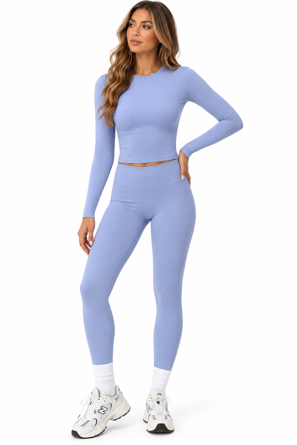 Sports and leisure velvet suit with high waist, wide legs, warm yoga clothes, women's slimming long sleeved fitness suit