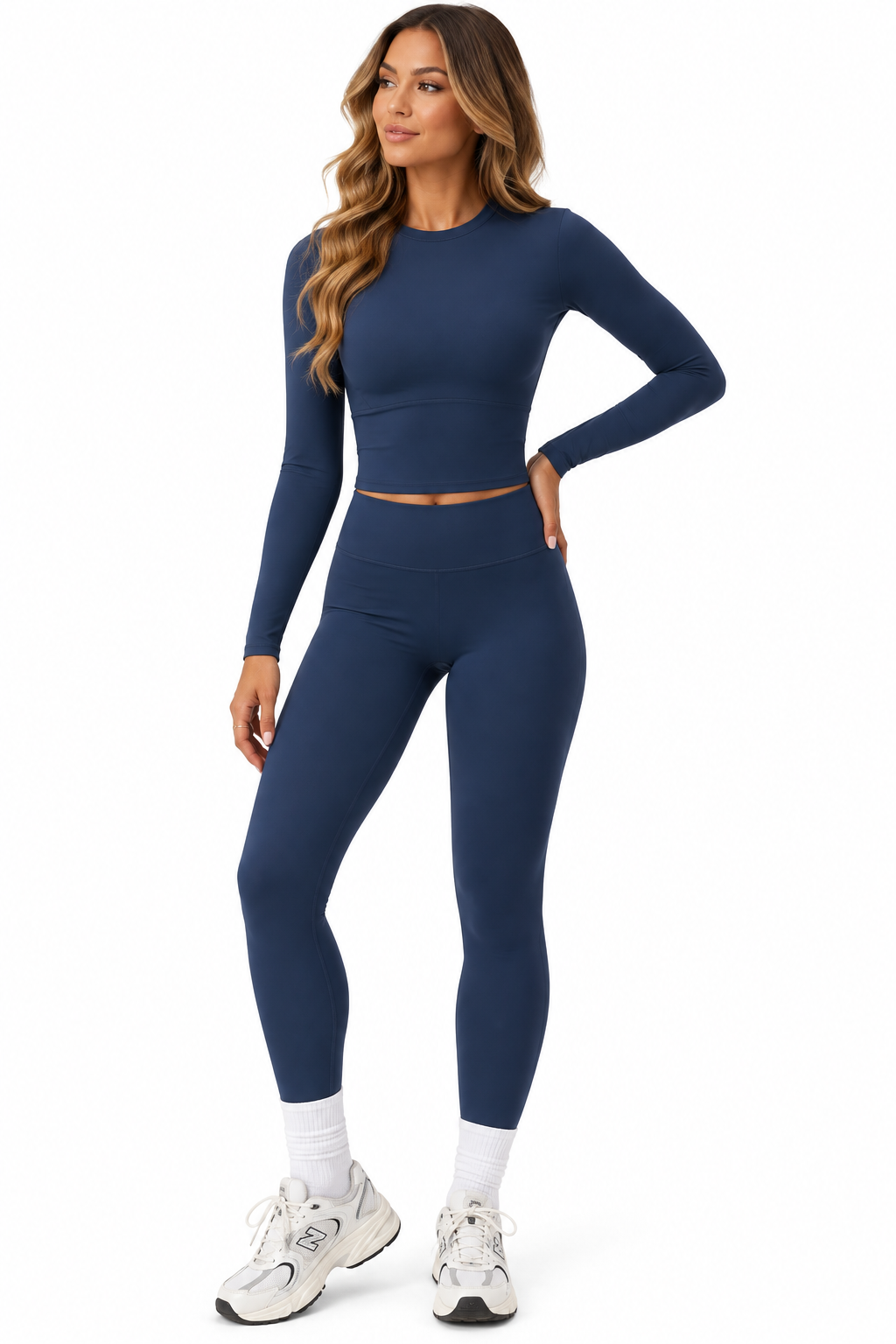 Sports and leisure velvet suit with high waist, wide legs, warm yoga clothes, women's slimming long sleeved fitness suit