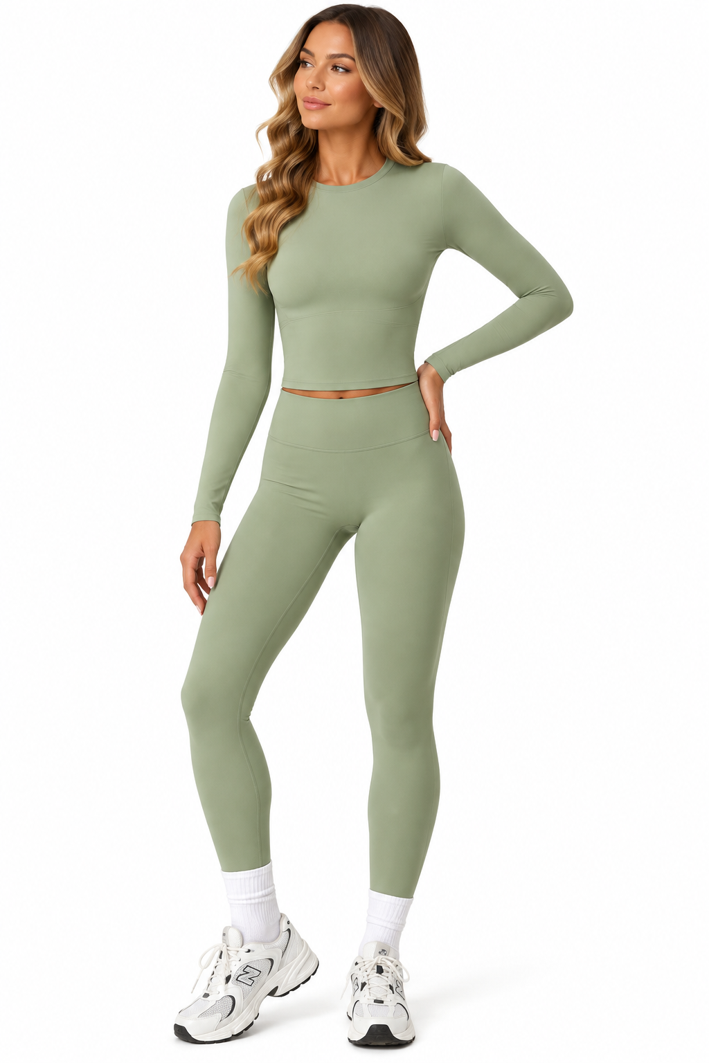 Sports and leisure velvet suit with high waist, wide legs, warm yoga clothes, women's slimming long sleeved fitness suit
