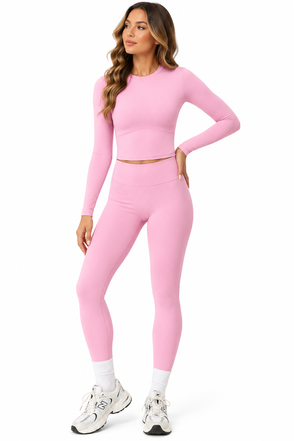 Sports and leisure velvet suit with high waist, wide legs, warm yoga clothes, women's slimming long sleeved fitness suit