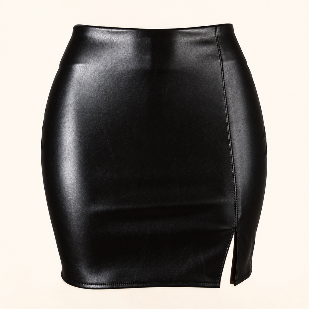 Turn heads in this sleek black faux-leather mini skirt, featuring a flattering silhouette and zipper detail for an edgy, elevated finish. Shop now and add the perfect statement piece to your going-out wardrobe!