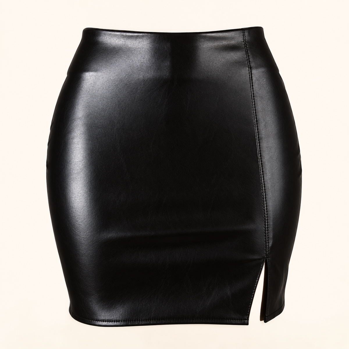 Turn heads in this sleek black faux-leather mini skirt, featuring a flattering silhouette and zipper detail for an edgy, elevated finish. Shop now and add the perfect statement piece to your going-out wardrobe!