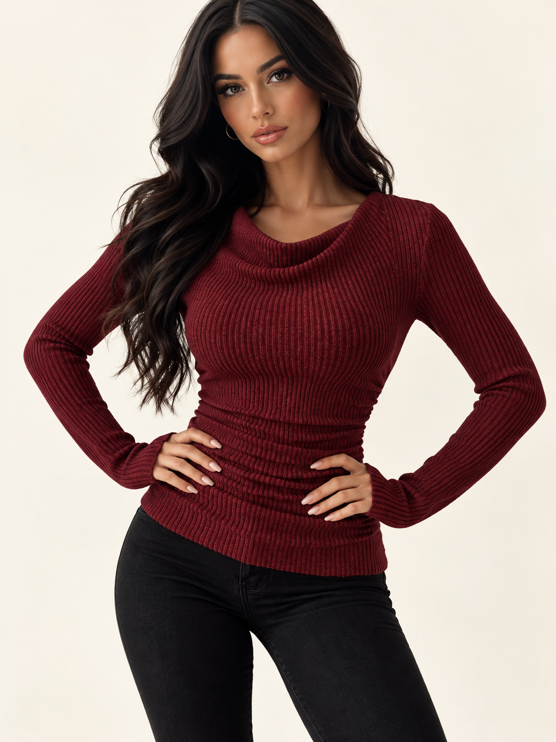 A cozy everyday essential with a clean, flattering silhouette. This soft solid-color knit sweater features long sleeves and a versatile design that pairs effortlessly with jeans, trousers, or skirts.