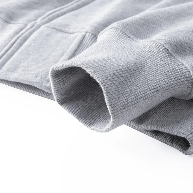 500GSM Heavyweight French Terry Hoodie - Unisex Zip-Up Pullover with Solid Color & Basic Fit Sweatshirts