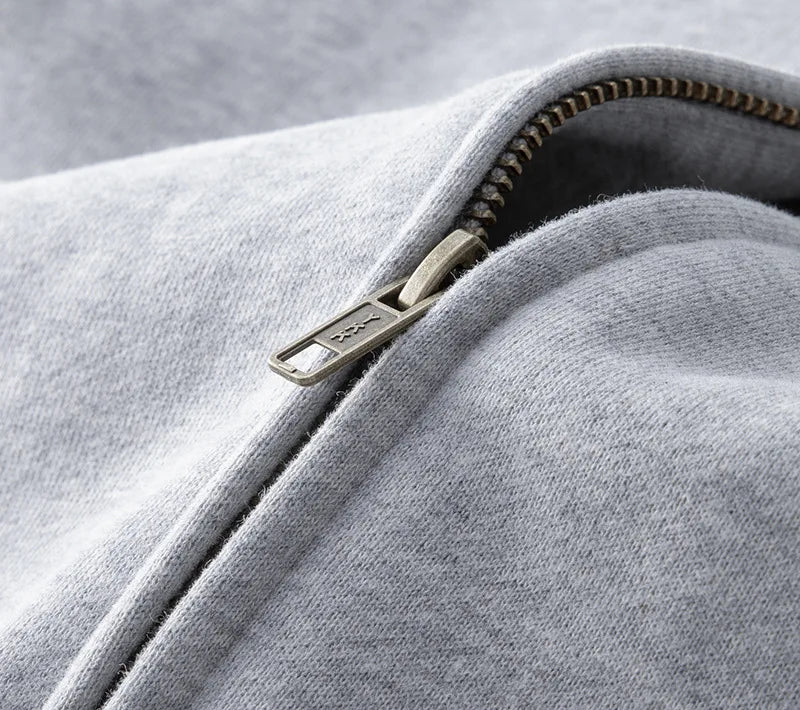 500GSM Heavyweight French Terry Hoodie - Unisex Zip-Up Pullover with Solid Color & Basic Fit Sweatshirts