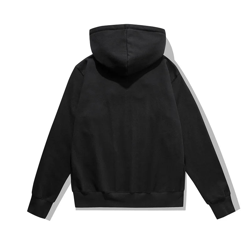 500GSM Heavyweight French Terry Hoodie - Unisex Zip-Up Pullover with Solid Color & Basic Fit Sweatshirts