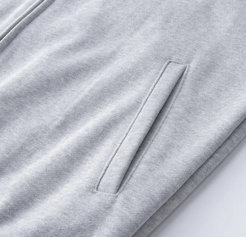 500GSM Heavyweight French Terry Hoodie - Unisex Zip-Up Pullover with Solid Color & Basic Fit Sweatshirts