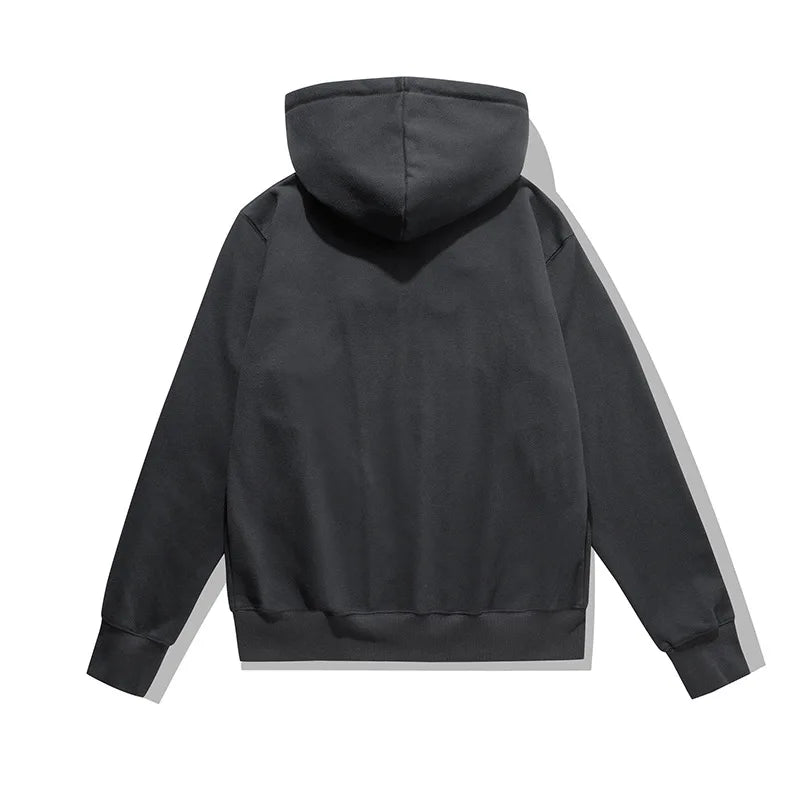 500GSM Heavyweight French Terry Hoodie - Unisex Zip-Up Pullover with Solid Color & Basic Fit Sweatshirts