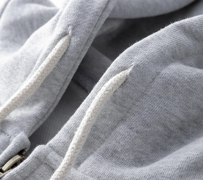 500GSM Heavyweight French Terry Hoodie - Unisex Zip-Up Pullover with Solid Color & Basic Fit Sweatshirts